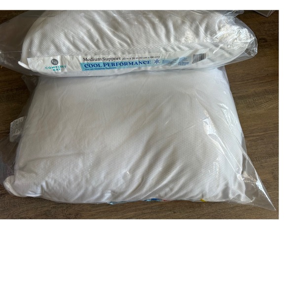 Cool Performance Medium Support Bed Pillows Set of 2 White 20x26 - Picture 3 of 4